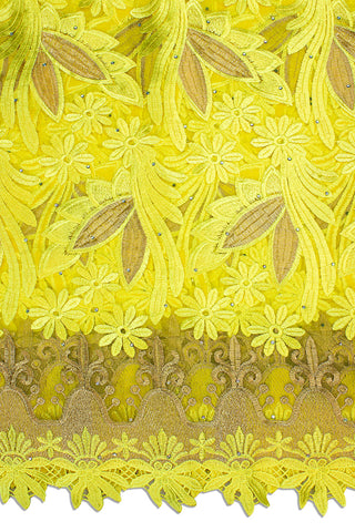 LFR235-YEL - Big French Lace with Guipure Border - Yellow & Gold