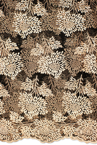 LFR236-BGE - French Lace with Beads - Black & Beige