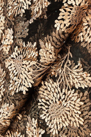 LFR236-BGE - French Lace with Beads - Black & Beige