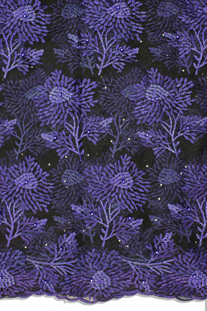 LFR236-BPR - French Lace with Beads - Black & Purple