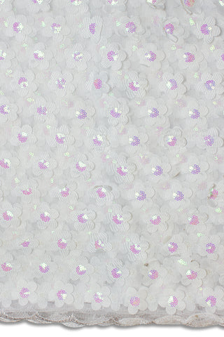LFR238-WHT- Sequined Net Lace with Appliqué - White