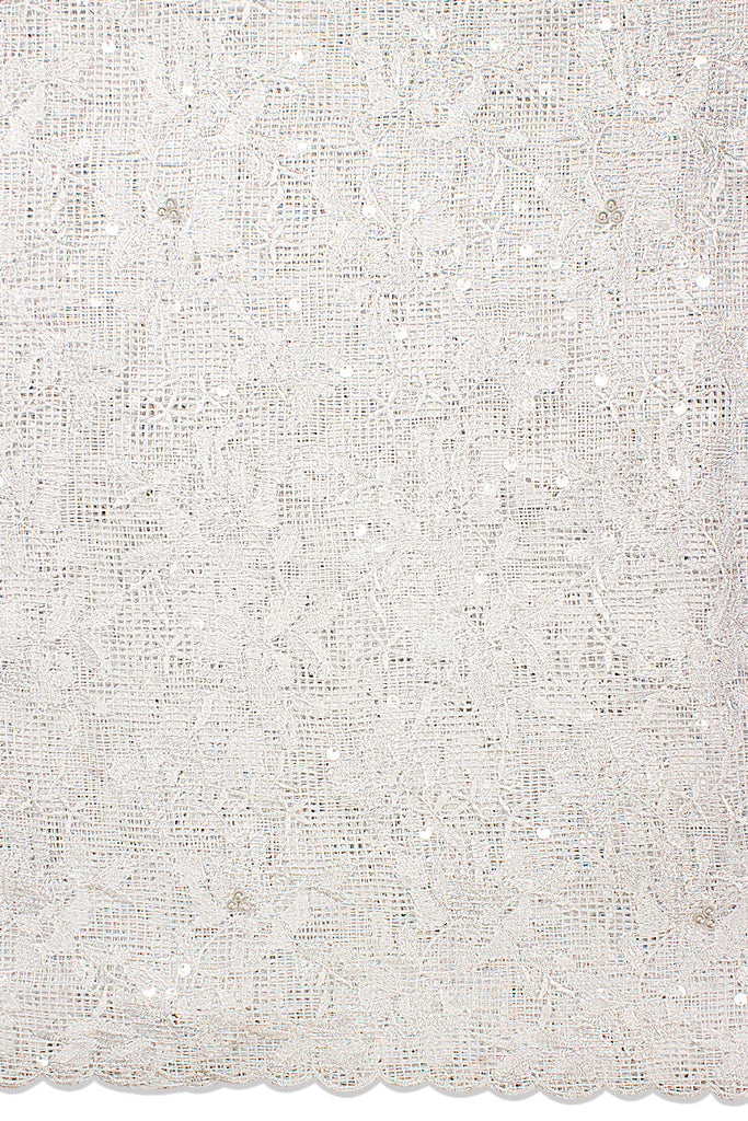 LFR239-WHT - Sequined French Lace with Beads - White