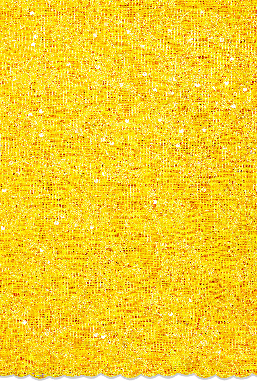 LFR239-YEL - Sequined French Lace with Beads - Yellow