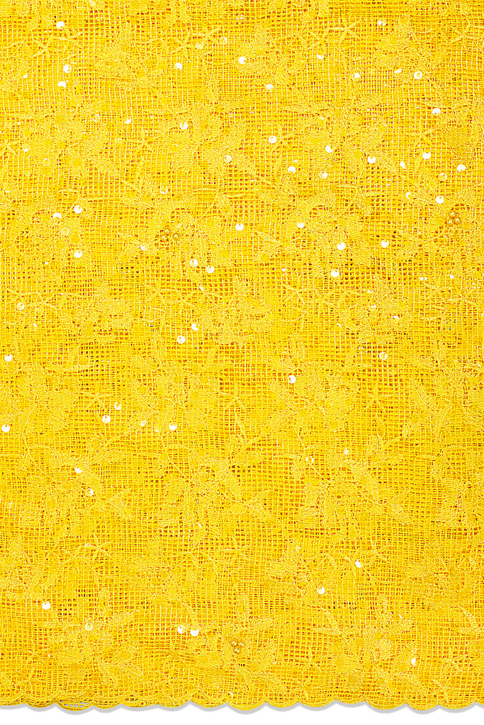 LFR239-YEL - Sequined French Lace with Beads - Yellow
