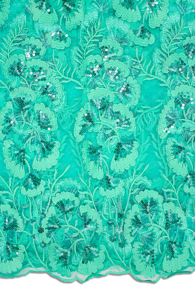 LFR240-MNT - Sequined French Lace - Mint Green