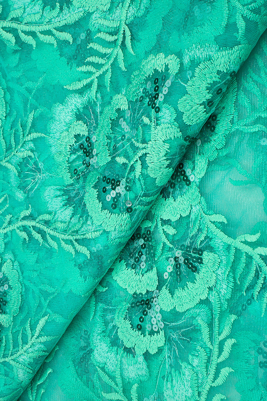 LFR240-MNT - Sequined French Lace - Mint Green