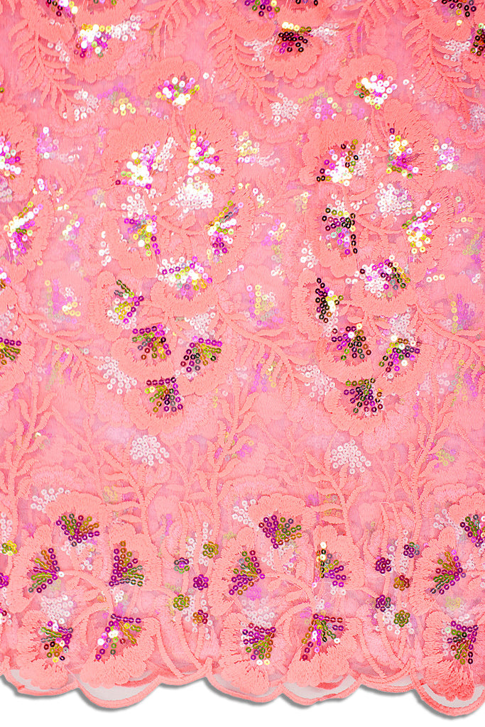 LFR240-PNK - Sequined French Lace - Pink & Multicolour