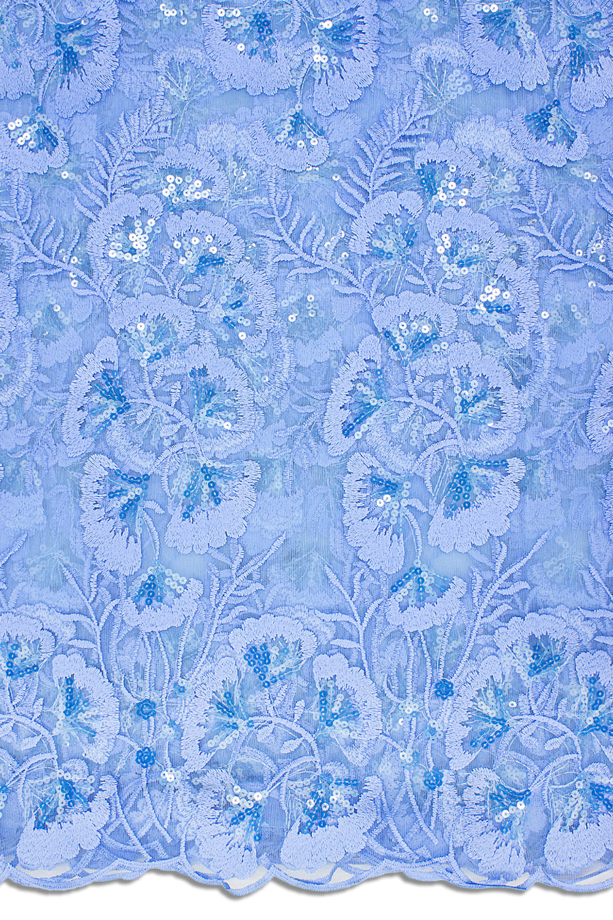 LFR240-SKB - Sequined French Lace - Sky Blue
