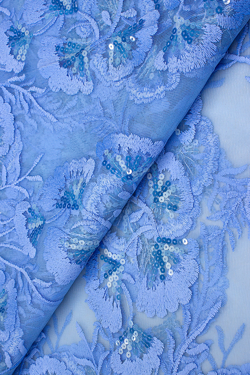 LFR240-SKB - Sequined French Lace - Sky Blue