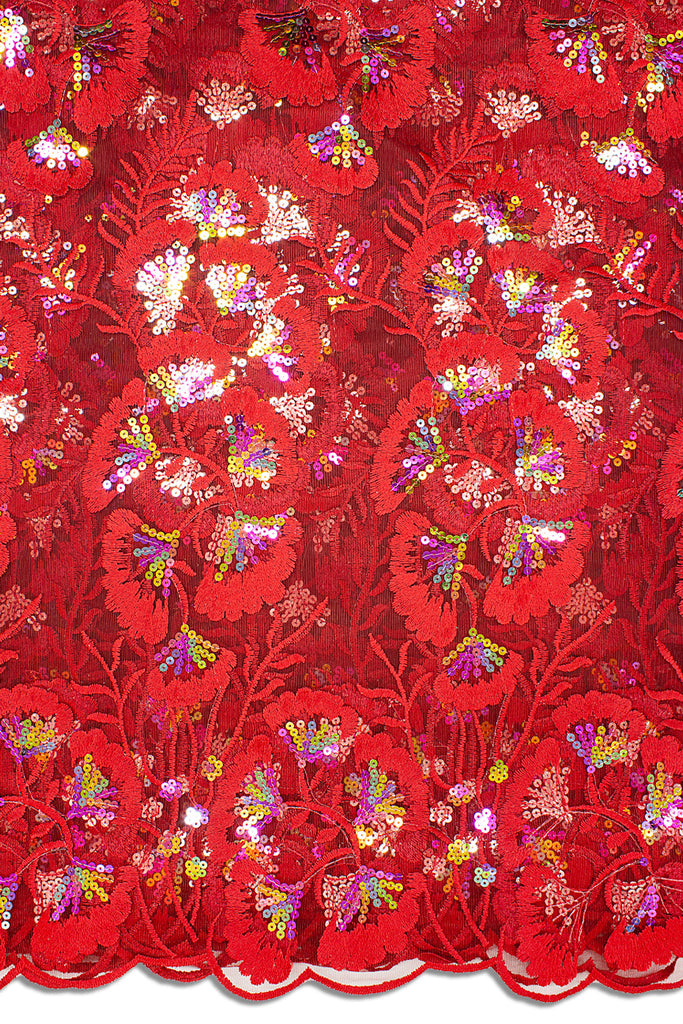 LFR240-WIN - Sequined French Lace - Wine & Multicolour