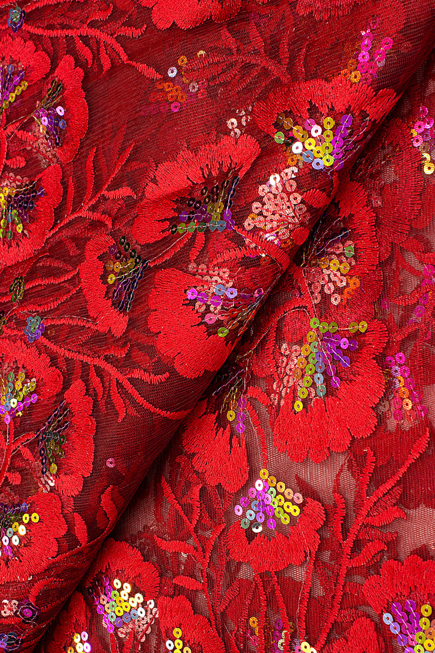 LFR240-WIN - Sequined French Lace - Wine & Multicolour