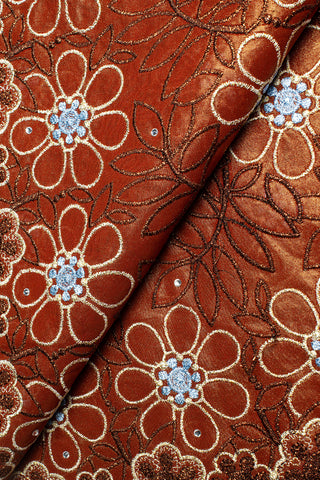 LTD489-MAR - Limited Edition, Metallic Voile Lace - Maroon & Copper