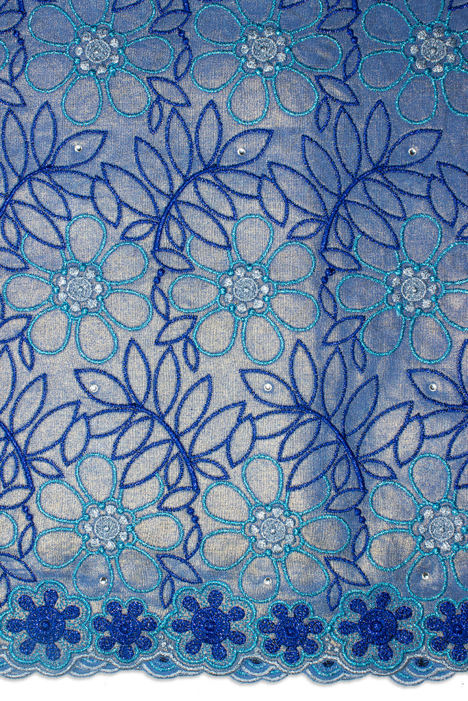 LTD489-SKB - Limited Edition, Metallic Voile Lace - Sky Blue & Royal Blue