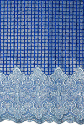 LTD490-SKB - Limited Edition, Metallic Voile Lace - Sky Blue & Royal Blue