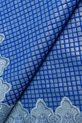 LTD490-SKB - Limited Edition, Metallic Voile Lace - Sky Blue & Royal Blue