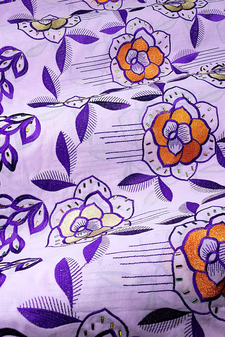 LTD500-LIL - Limited Edition Voile Lace, with Rhinestones - Lilac, Purple, Orange & Gold