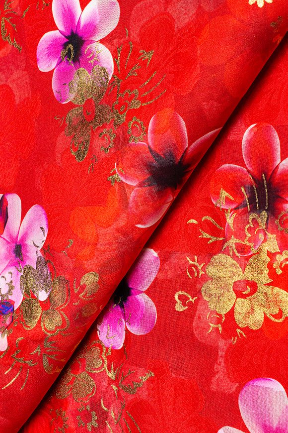 LVJ019-RED - Ladies' Swiss Voile Jacquard with Lurex - Red (5 yards)