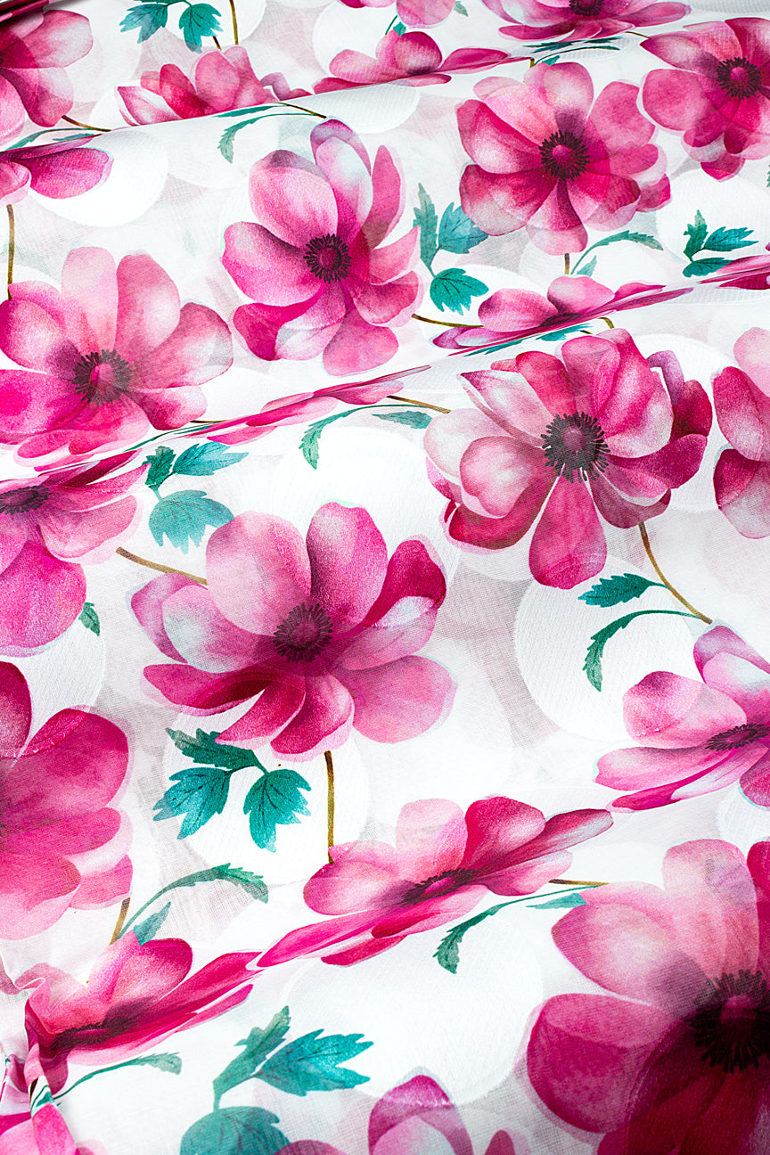 LVJ024-WTR - Ladies' Swiss Voile Jacquard - White & Red Pink (5 yards)