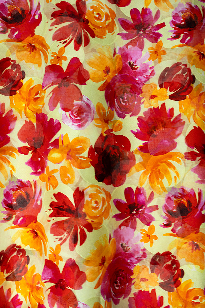 LVJ026-CRD - Ladies' Swiss Voile Jacquard - Cream, Red, Pink & Amber (5 yards)