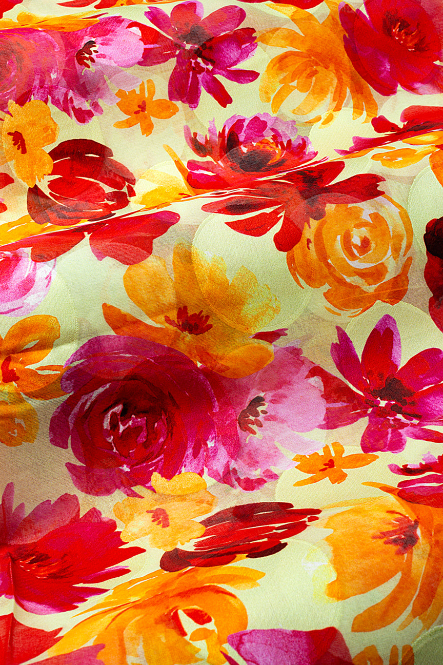 LVJ026-CRD - Ladies' Swiss Voile Jacquard - Cream, Red, Pink & Amber (5 yards)