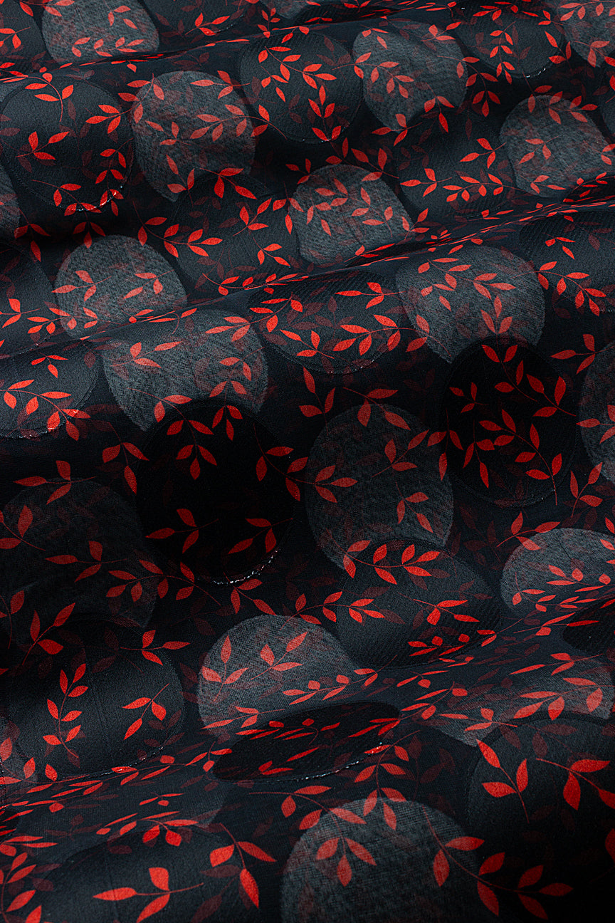 LVJ027-BKR - Ladies' Swiss Voile Jacquard - Black & Red (5 yards)