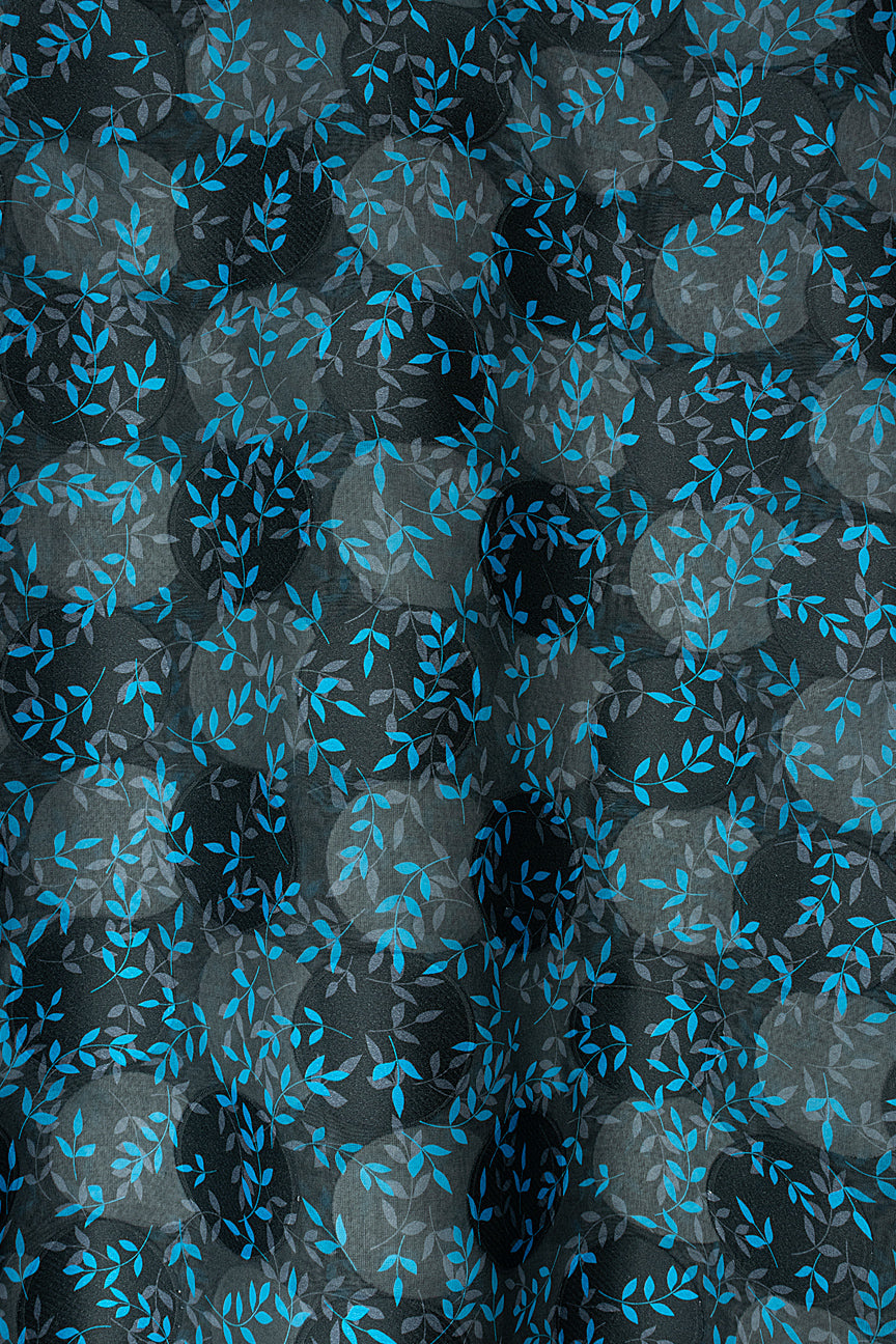 LVJ027-GYT - Ladies' Swiss Voile Jacquard - Charcoal Grey & Turquoise Blue (5 yards)