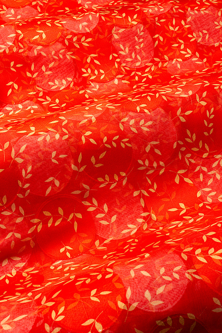 LVJ027-RED - Ladies' Swiss Voile Jacquard - Red & Gold (5 yards)