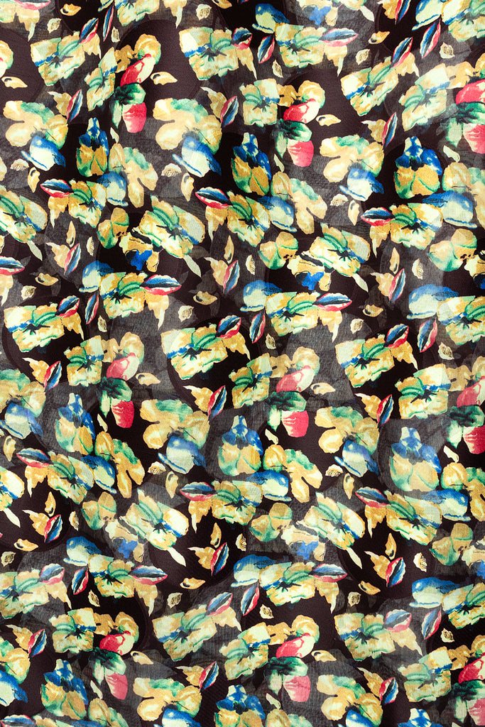 LVJ029-CHO - Ladies' Swiss Voile Jacquard - Chocolate Brown, Cream, Blue, Green & Peach (5 yards)