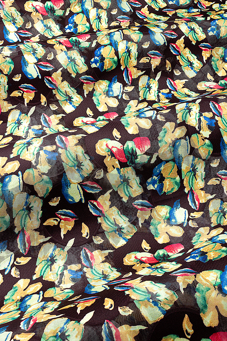 LVJ029-CHO - Ladies' Swiss Voile Jacquard - Chocolate Brown, Cream, Blue, Green & Peach (5 yards)