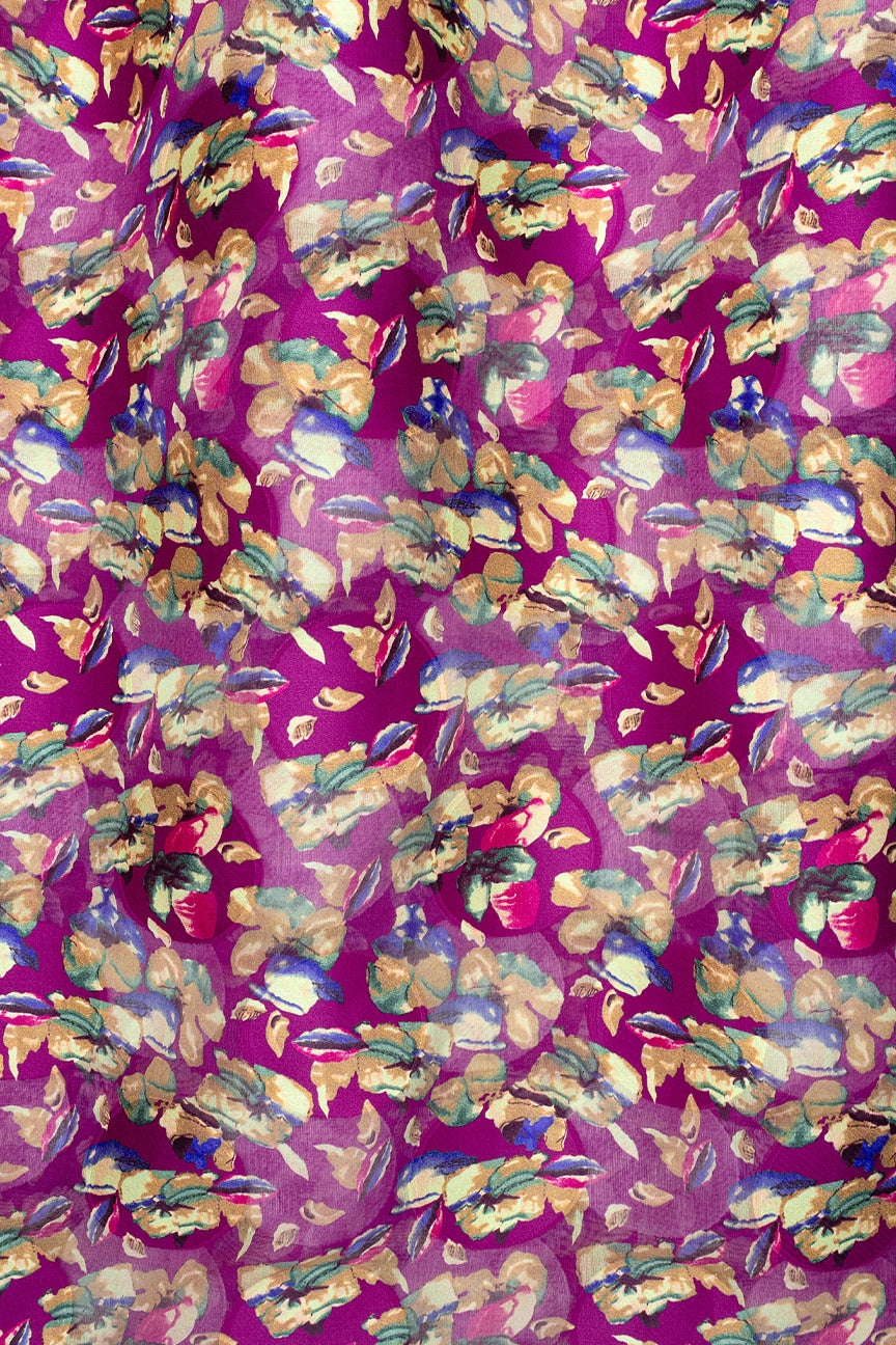 LVJ029-MAG - Ladies' Swiss Voile Jacquard - Magenta, Brown, Green & Blue (5 yards)