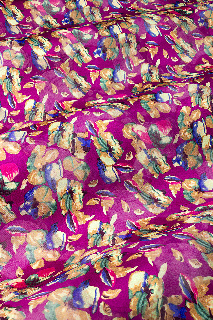 LVJ029-MAG - Ladies' Swiss Voile Jacquard - Magenta, Brown, Green & Blue (5 yards)