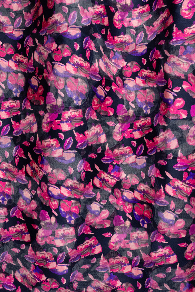 LVJ029-MPP - Ladies' Swiss Voile Jacquard - Midnight Blue, Pink & Purple (5 yards)