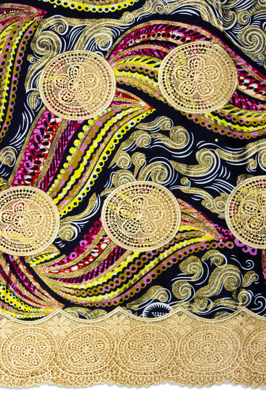 LWX149 – Glitter Wax Print Guipure Lace