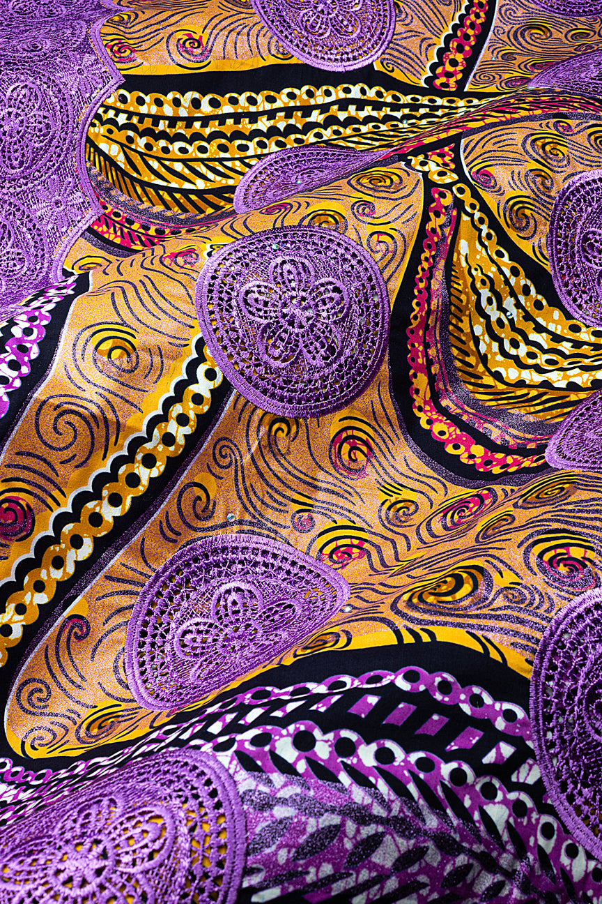 LWX150 – Glitter Wax Print Guipure Lace