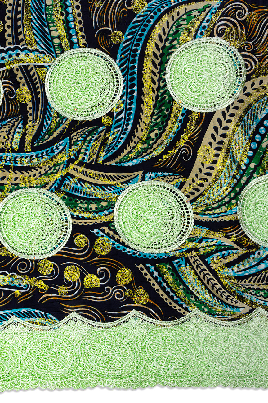 LWX151 – Glitter Wax Print Guipure Lace