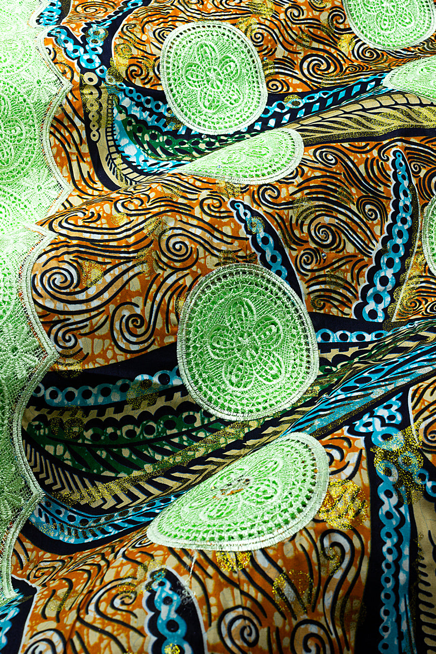 LWX151 – Glitter Wax Print Guipure Lace