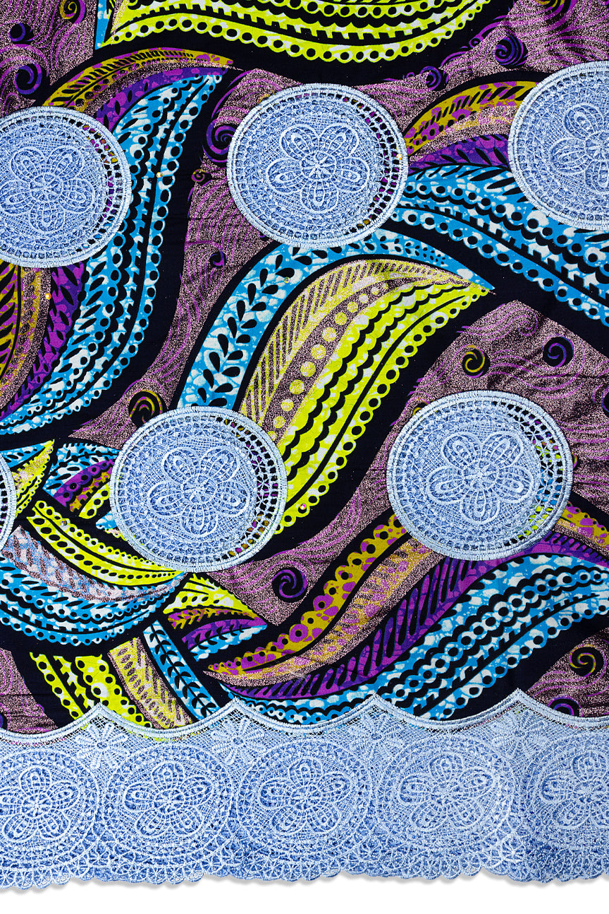 LWX152 – Glitter Wax Print Guipure Lace
