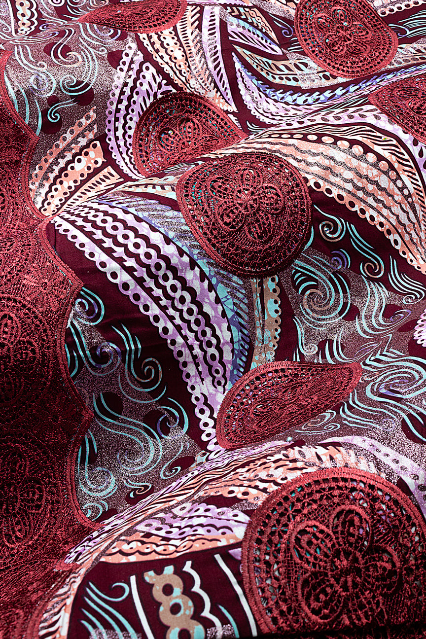 LWX153 – Glitter Wax Print Guipure Lace