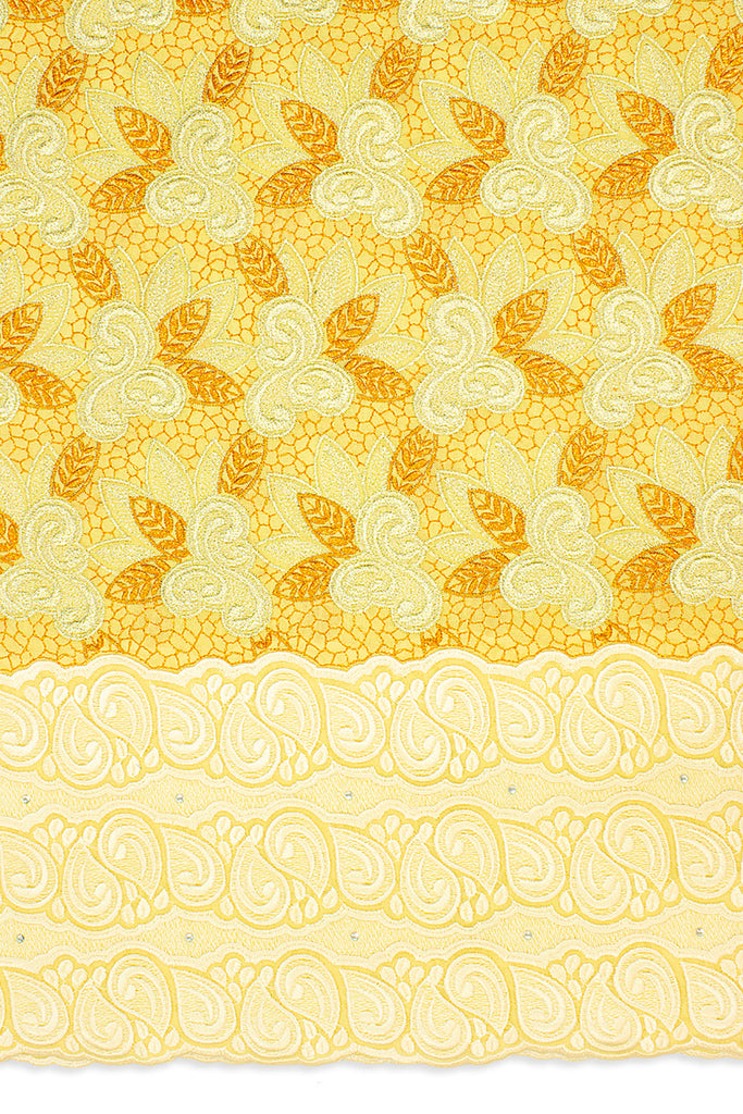OCL165-CRM - Voile Lace, Made In Austria - Cream, Orange & Gold