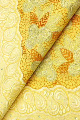 OCL165-CRM - Voile Lace, Made In Austria - Cream, Orange & Gold