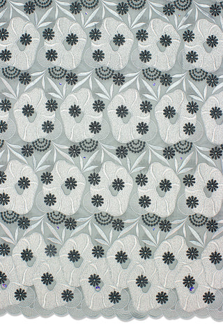 OCL166-ASH - Voile Lace, Made In Austria - Ash Grey & Silver