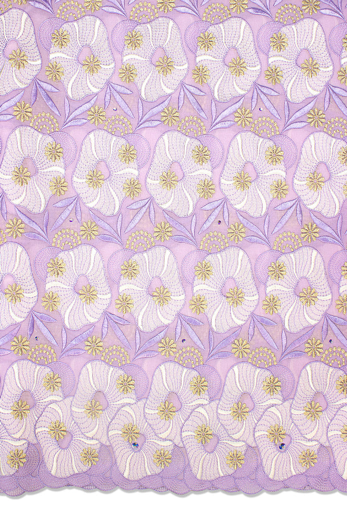 OCL166-LIL - Voile Lace, Made In Austria - Lilac, Ivory & Gold