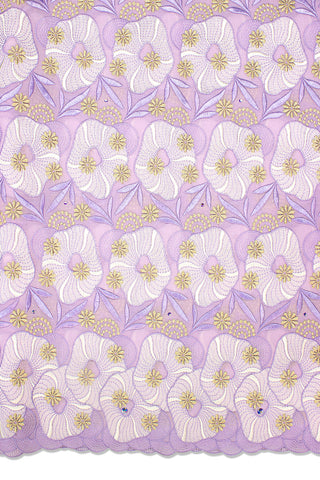 OCL166-LIL - Voile Lace, Made In Austria - Lilac, Ivory & Gold