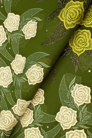OCL167-AGN - Voile Lace, Made In Austria - Army Green