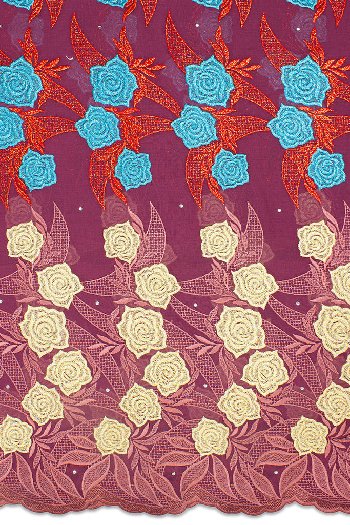 OCL167-ONI - Voile Lace, Made In Austria - Red Onion