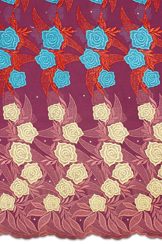 OCL167-ONI - Voile Lace, Made In Austria - Red Onion