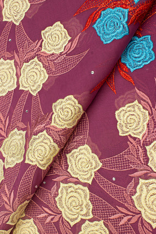 OCL167-ONI - Voile Lace, Made In Austria - Red Onion
