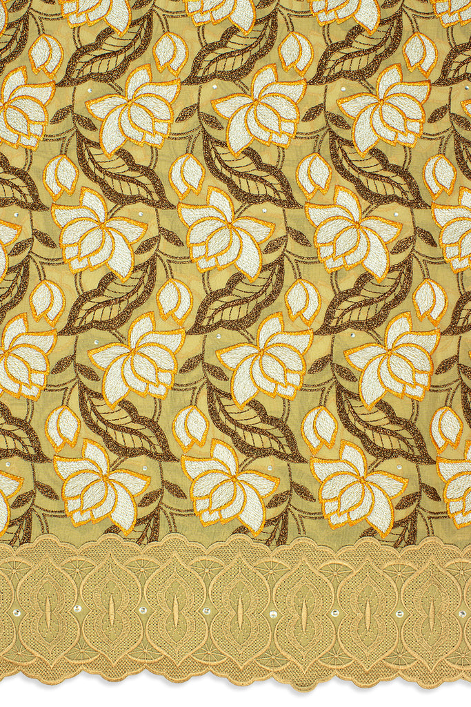 OCL169-BGE - Voile Lace, Made In Austria - Beige, Bronze, Orange & Silver