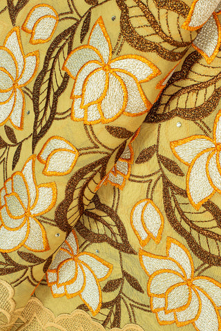 OCL169-BGE - Voile Lace, Made In Austria - Beige, Bronze, Orange & Silver