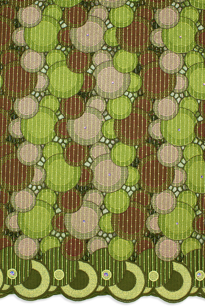 OCL171-AGN - Voile Lace, Made In Austria - Army Green, Wine, Lime & Pink